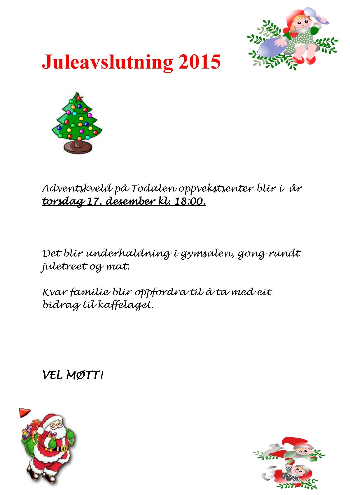 Plakat Juleavslutning 2015
